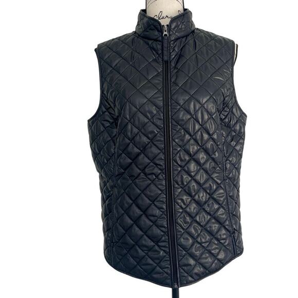 VAN HEUSEN PUFFER VEST MEN INSIDE POCKETS Sz L BLACK MOCK NECK COZZY VERSATILE - Picture 2 of 16